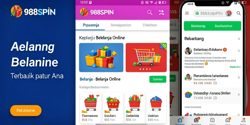 Tampilan antarmuka aplikasi 988SPIN yang memudahkan berbelanja online.
