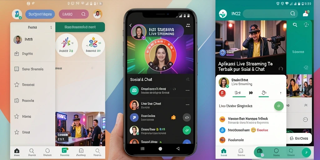 Tampilan antarmuka IN22 yang menarik dan mudah digunakan untuk live streaming.