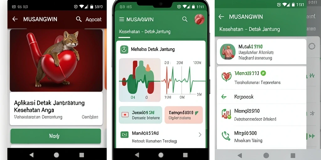 Antarmuka aplikasi MUSANGWIN untuk pemantauan detak jantung.
