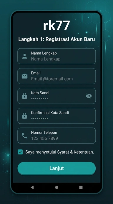 Tampilan halaman daftar rk77
