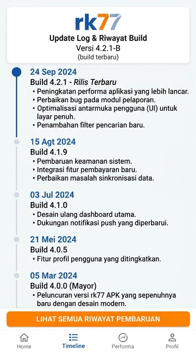 Tampilan riwayat versi rk77
